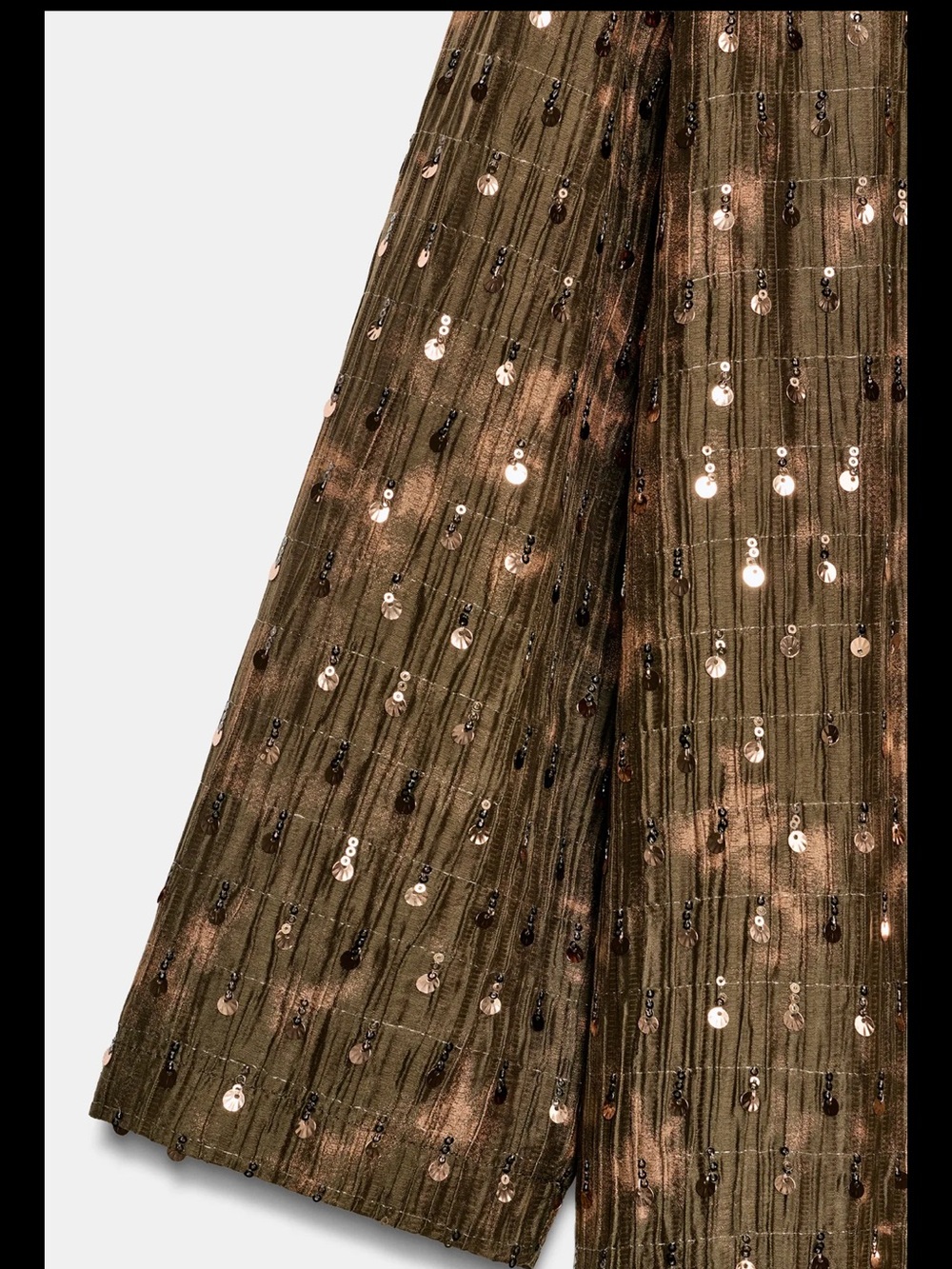Zara Sequin Embellished Olive Brown long kimono jacket great for festival XS-S - Picture 3 of 5